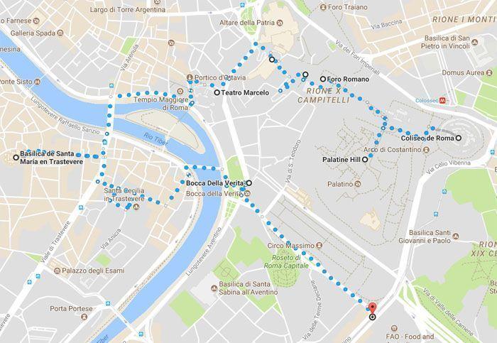 Ruta de Roma del primer día