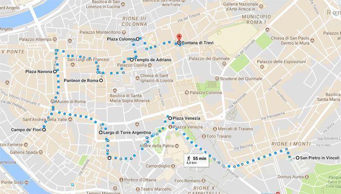 Mapa ruta de Roma en 3 días